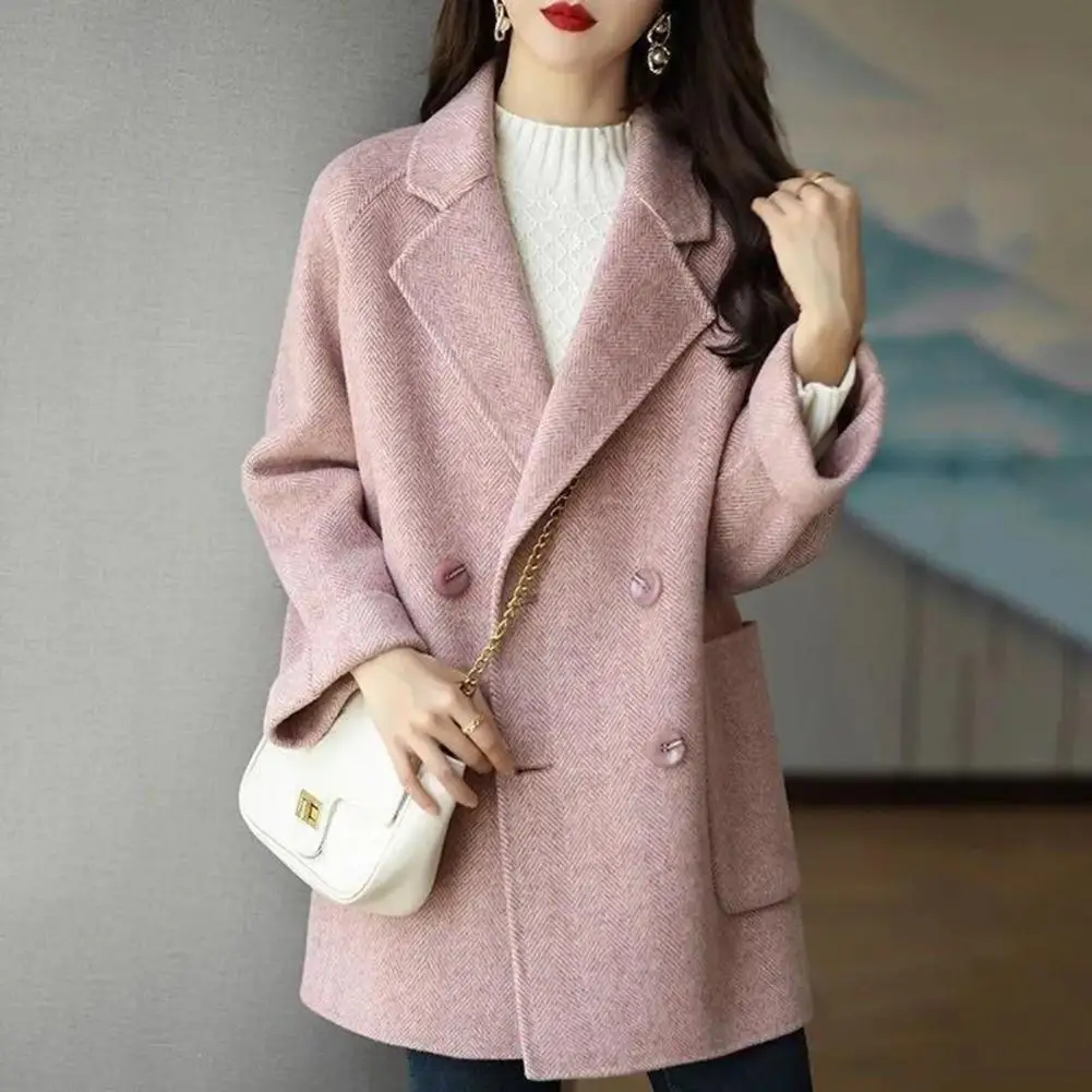

Кардиган Пальто элегантная женская шерстяная куртка средней длины двубортная или однобортная модная однотонная для осени/зимы для женщин