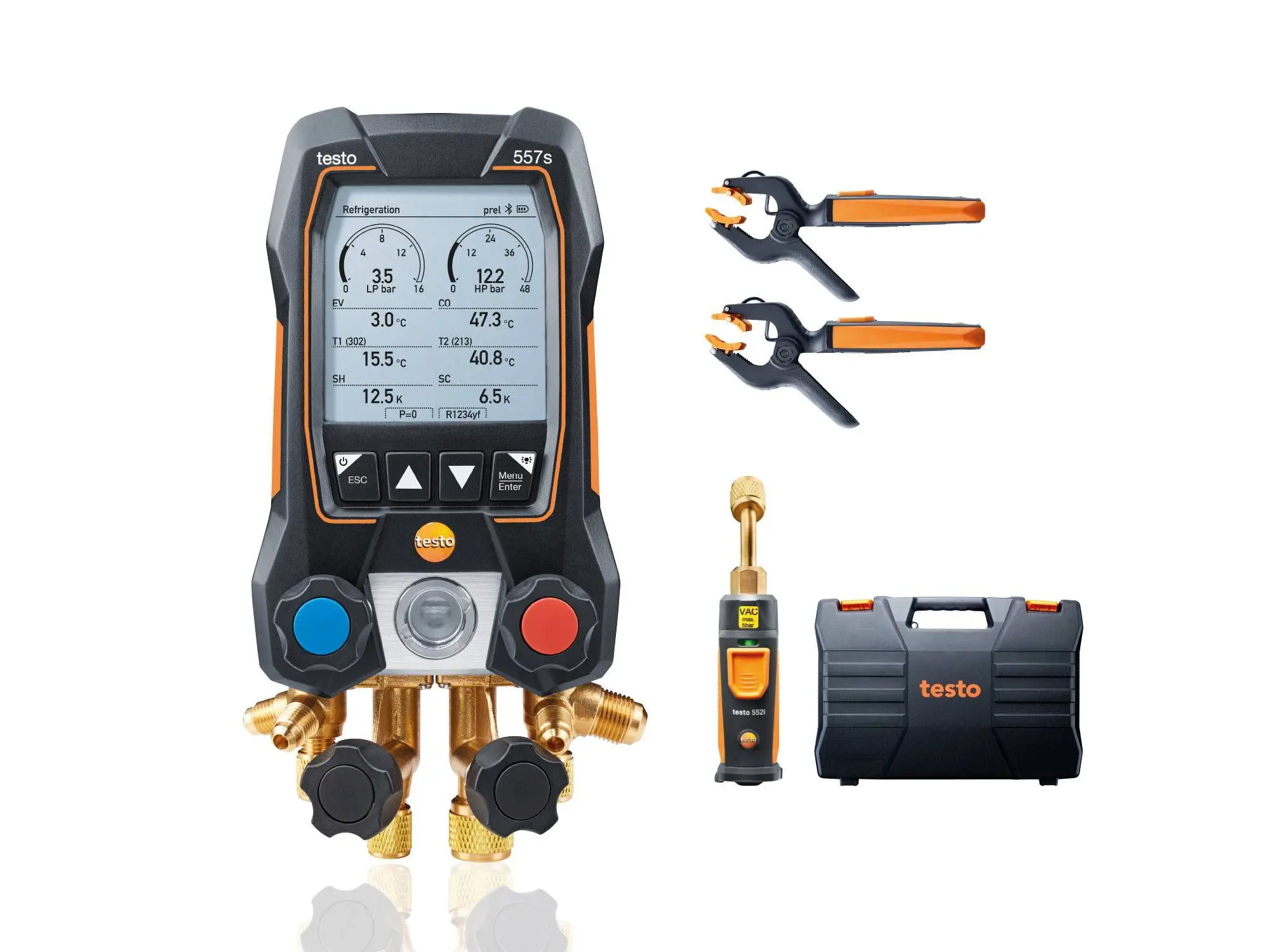 Testo 557s Smart Vacuum Kit - Smart 4 Valves Digital Manifold Gauge With Wireless Vacuum And Clamp Temperature Probes 0564 5571
Testo 557s Smart Vacuum Kit - Smart 4 Valves Digital Manifold Gauge With Wireless Vacuum And Clamp Temperature Probes 0564 5571