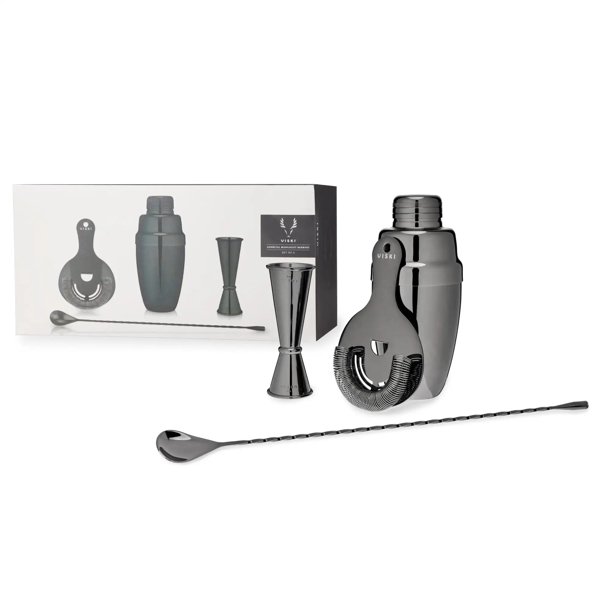 Набор бармена Viski Gunmetal, смесители для напитков для коктейлей, подарок Essentialseig: набор из 4 предметов, черный цвет
Набор бармена Viski Gunmetal, смесители для напитков для коктейлей, подарок Essentialseig: набор из 4 предметов, черный цвет