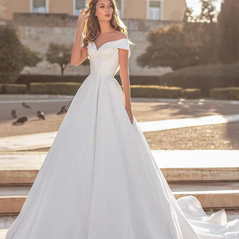 Luxury Wedding Dress Shinny Scoop Neck Court Train Bridal Dresses Buttons A-line White Elegant Bride Gown Vestidos De Novia
Luxury Wedding Dress Shinny Scoop Neck Court Train Bridal Dresses Buttons A-line White Elegant Bride Gown Vestidos De Novia