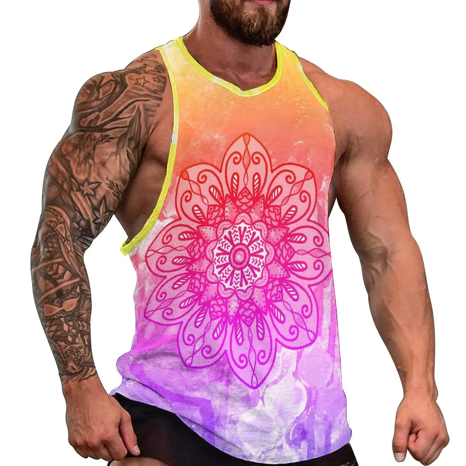 Rainbow Mandala Tank Top Men Retro Lotus Print Cool Tops Summer Gym Design Sleeveless Vests Large Size
Rainbow Mandala Tank Top Men Retro Lotus Print Cool Tops Summer Gym Design Sleeveless Vests Large Size