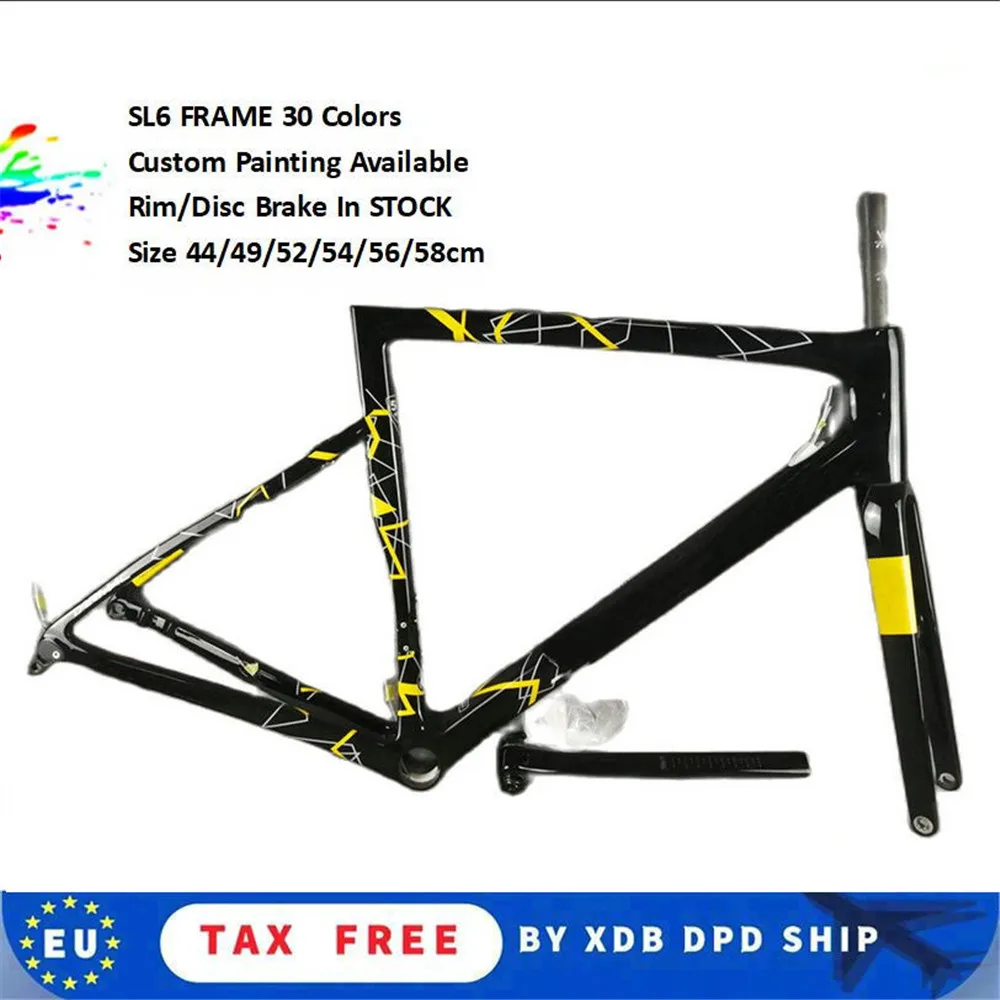 T1000 Custom LOGO Sl6 Carbon Road Frame Bicycle Frameset Rim Brake Disc Road Bike Frame 30 colors
T1000 Custom LOGO Sl6 Carbon Road Frame Bicycle Frameset Rim Brake Disc Road Bike Frame 30 colors