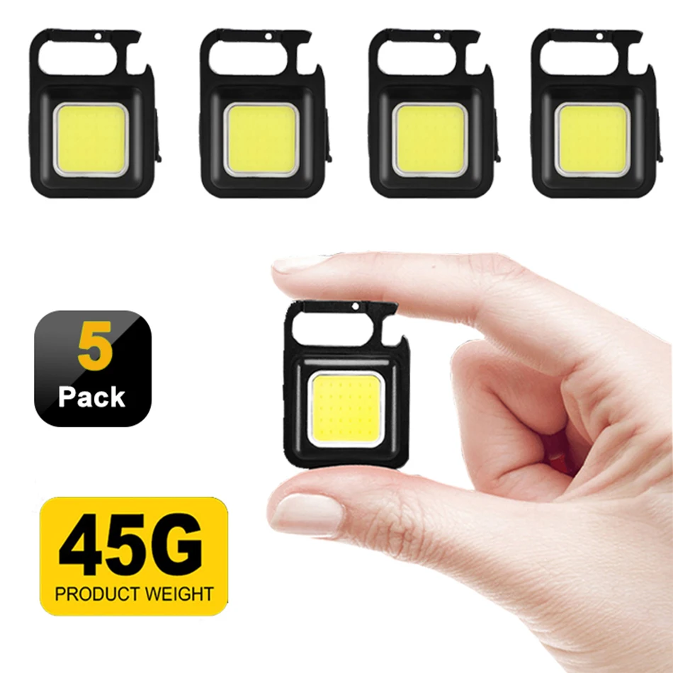 

Mini LED Flashlight Work Light USB Rechargeable Portable COB Pocket Flashlight Keychains Outdoor Camping Lamp with Corkscrew