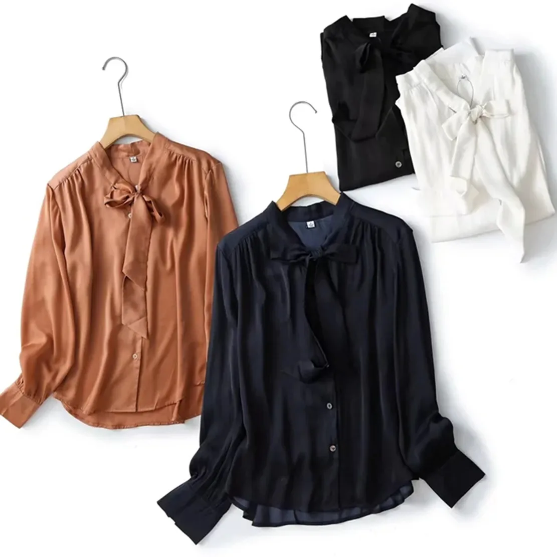 Withered 2022 England Style Fashion Office Lady Simple Pure Color Satin Bow Long Sleeve Casual Shirt Elegant Blouse Women Tops
Withered 2022 England Style Fashion Office Lady Simple Pure Color Satin Bow Long Sleeve Casual Shirt Elegant Blouse Women Tops