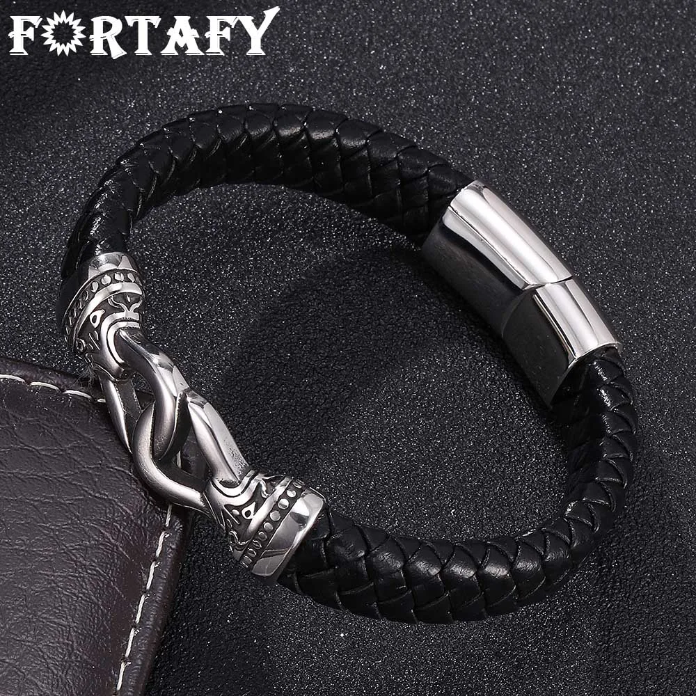 FORTAFY Braided Leather Bracelet Stainless Steel Buckle Vintage Bangles Rock Mens Trendy Jewelry Male Wrist Band FRPW806
FORTAFY Braided Leather Bracelet Stainless Steel Buckle Vintage Bangles Rock Mens Trendy Jewelry Male Wrist Band FRPW806