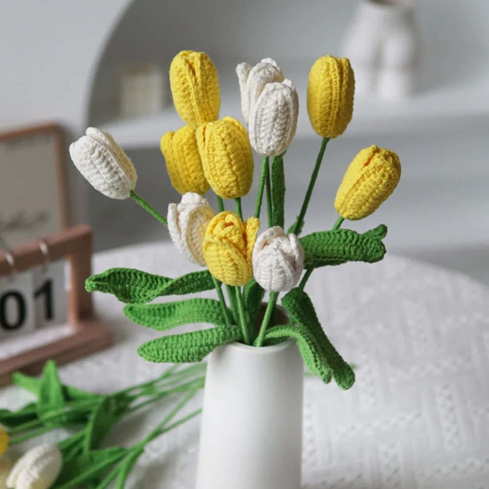 10pcs Knitting Flower Tulip Fake Flowers Bouquet Wedding Decoration Hand-woven Home Table Decorate Creative Fake Flower Gifts
10pcs Knitting Flower Tulip Fake Flowers Bouquet Wedding Decoration Hand-woven Home Table Decorate Creative Fake Flower Gifts