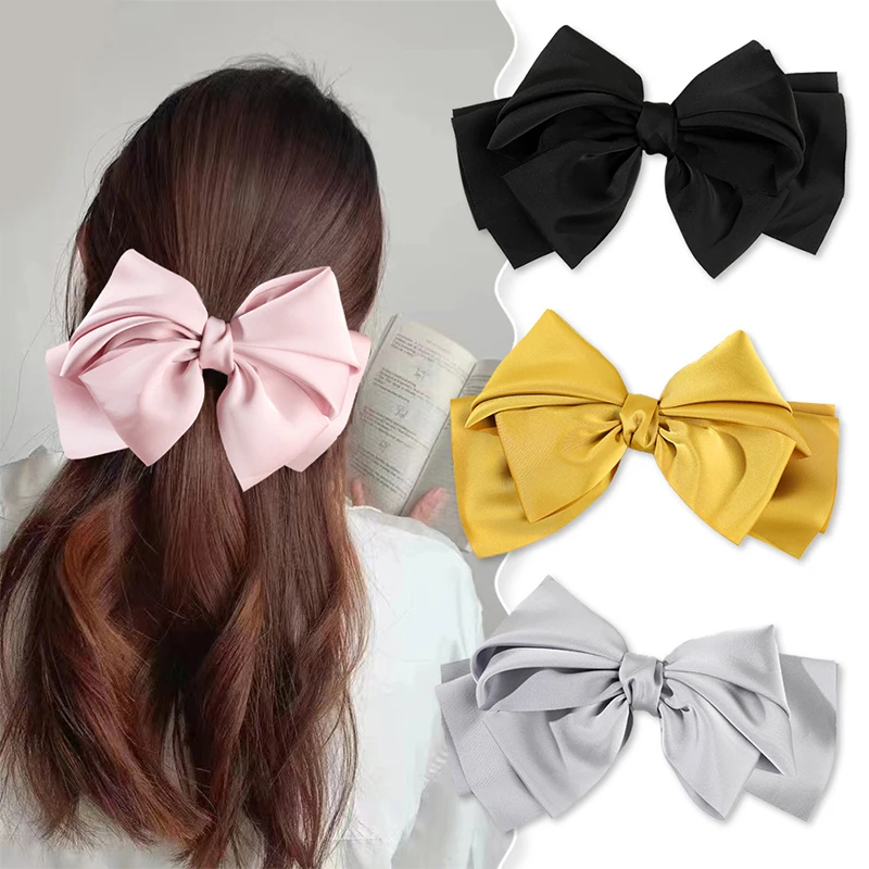 Fashion Girls Large Bow Hairpin Women Solid Color Ponytail Clip Headwear Summer Stain Big Bowknot Barrettes Hair Accessories
Fashion Girls Large Bow Hairpin Women Solid Color Ponytail Clip Headwear Summer Stain Big Bowknot Barrettes Hair Accessories