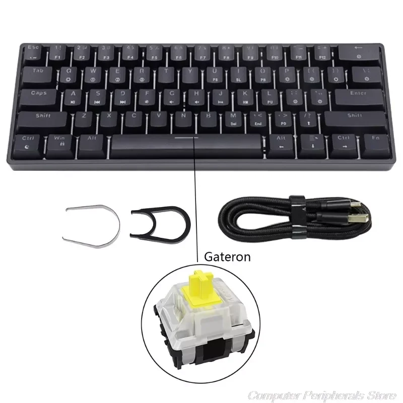 

New GK61 SK61 61 Key Mechanical Keyboard USB Wired LED Backlit Axis Gaming Mechanical Keyboard Gateron Optical Switches M23 21