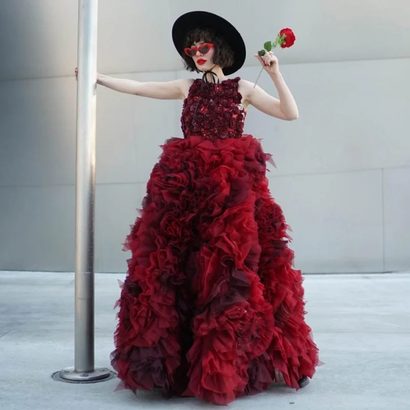 Halter Women's Dress Floral Dress Red Tulle Ball Gown Ruffles Wedding Dress Rose Evening Dresses For Women Plus Size Flower Gown
Halter Women's Dress Floral Dress Red Tulle Ball Gown Ruffles Wedding Dress Rose Evening Dresses For Women Plus Size Flower Gown
