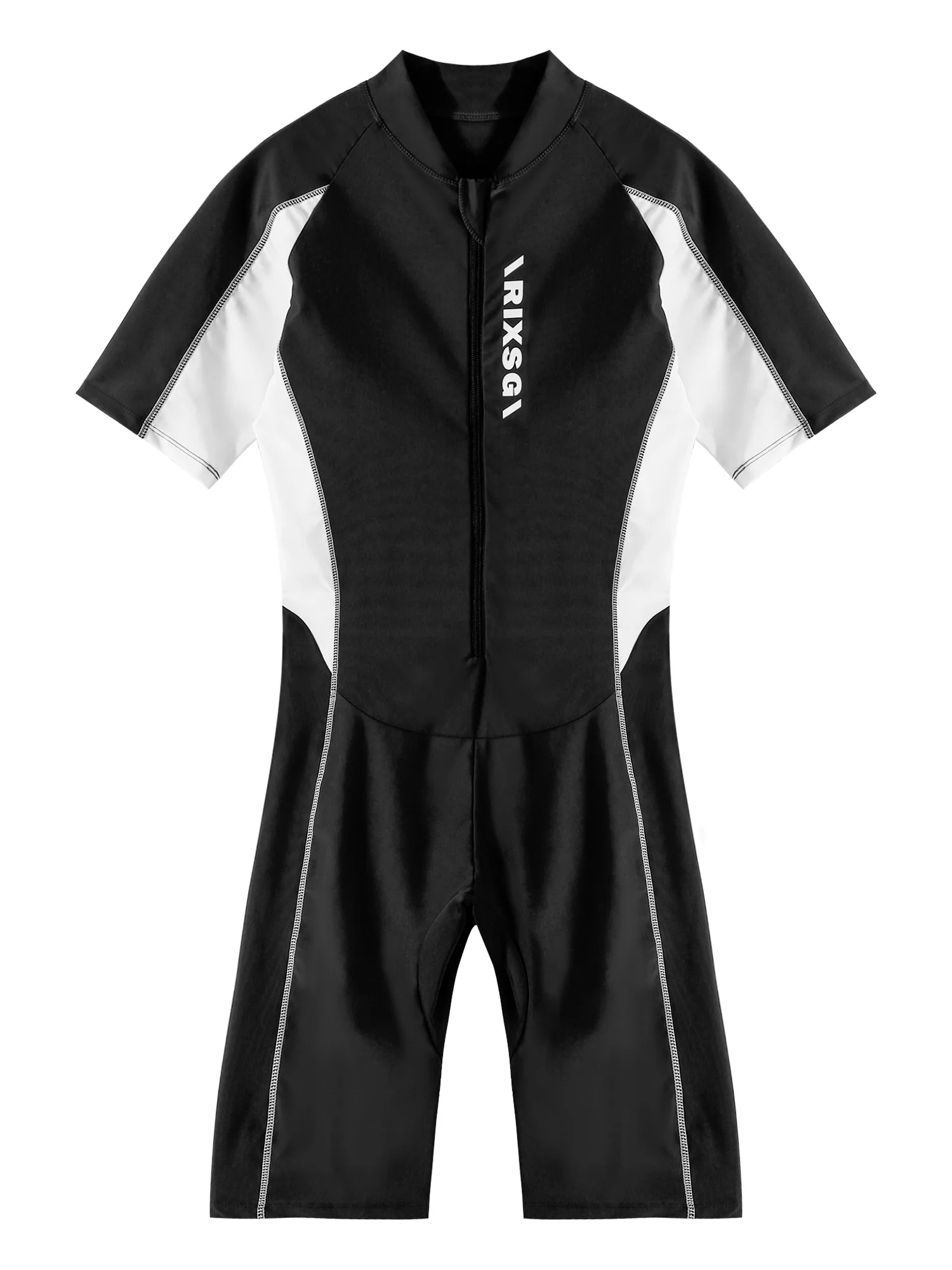 Men Mock Neck Short Sleeves Front Zipper Colorblock Swimming Surfing Jumpsuit Bodysuit Swimwear
Men Mock Neck Short Sleeves Front Zipper Colorblock Swimming Surfing Jumpsuit Bodysuit Swimwear