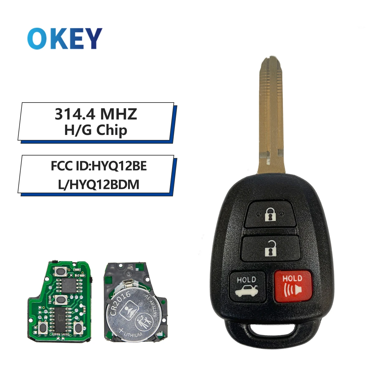 Автомобильный ключ с дистанционным управлением Okey G 4D72/H 8A чип 314 3 МГц для Toyota Camry