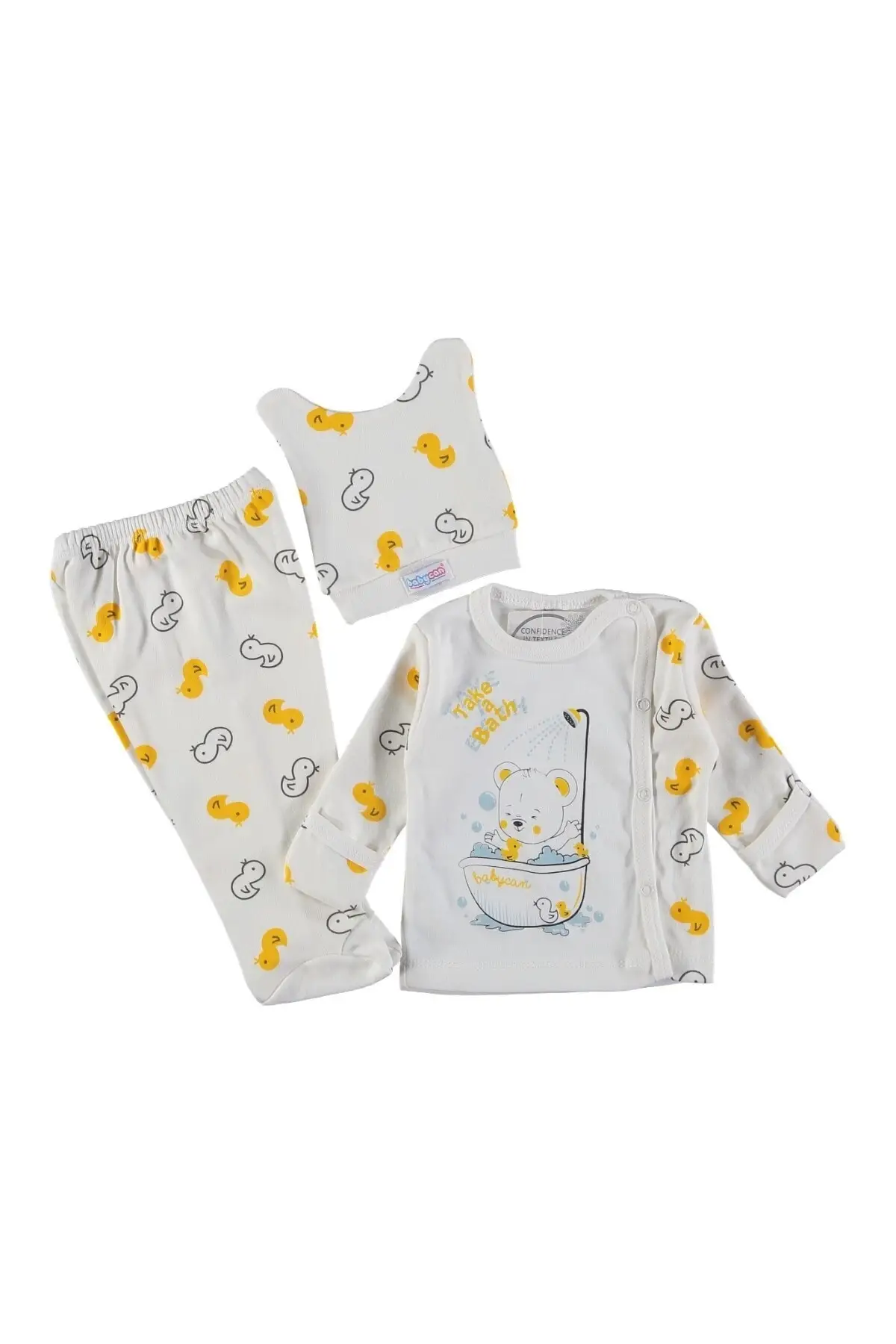 Yellow Duck 3'lü Baby Zıbın Set/Hospital Output Set/Newborn (0-3ay) Printed Cotton V Collar
Yellow Duck 3'lü Baby Zıbın Set/Hospital Output Set/Newborn (0-3ay) Printed Cotton V Collar