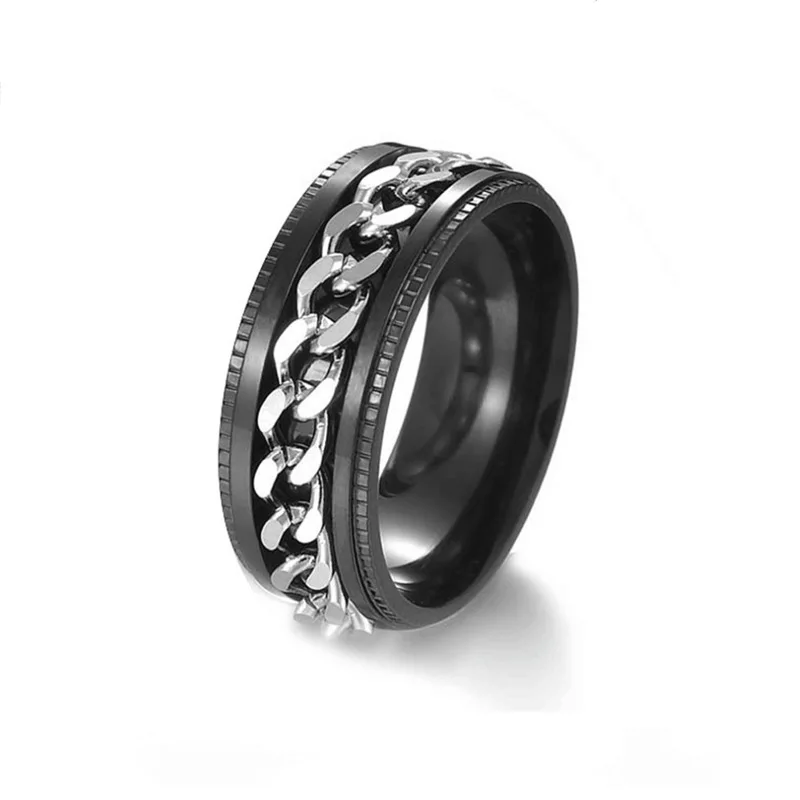 Titanium Steel Rotatable Chain Ring European and American Stainless Steel Couple Ring Japanese and Korean Jewelry
Titanium Steel Rotatable Chain Ring European and American Stainless Steel Couple Ring Japanese and Korean Jewelry
