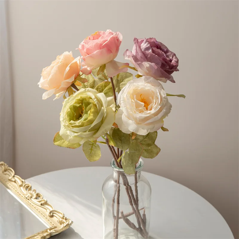 

Искусственная имитация розы, сушеные цветы, Французская романтическая большая роза, искусственный цветок для украшения гостиной, обеденно...