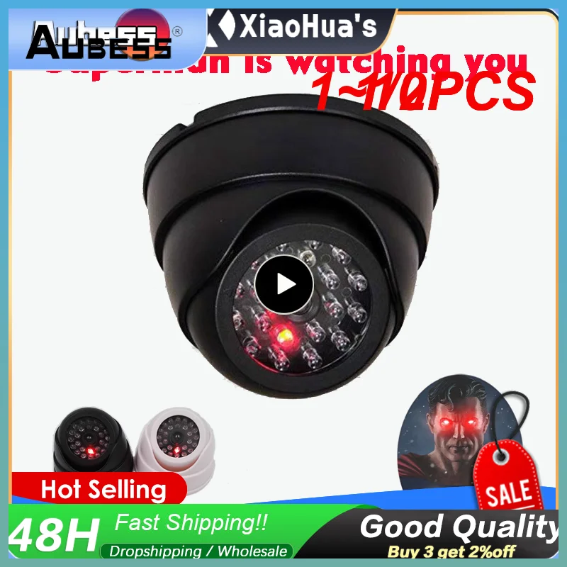 

1/2PCS Wireless Black/White Dummy Camera Fake Plastic Dome CCTV Security Camera With Flashing Led Surveillance System Indoor
