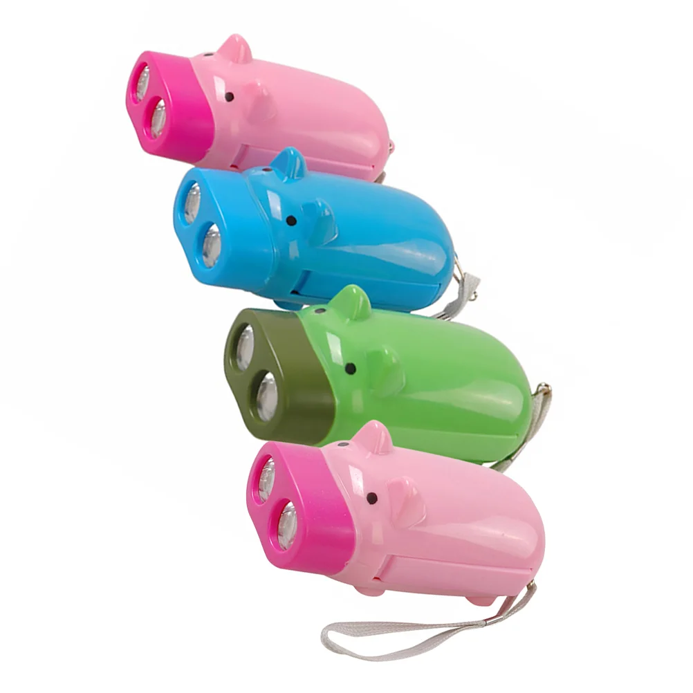 

4 Pcs Rechargeable Torch Flashlight Convenient Crank Shack -shaped Kids Toy Portable Hand Adorable Child