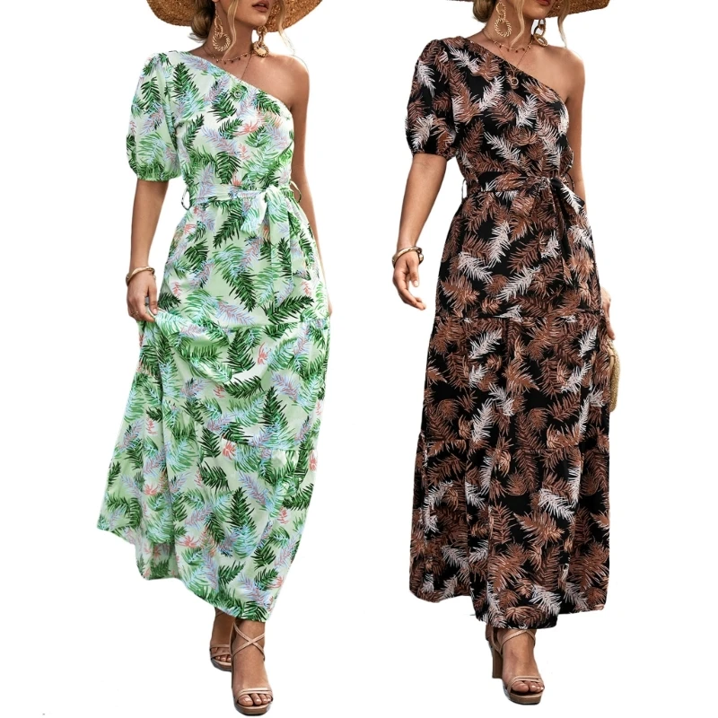 Long One Shoulder Off Dresses Floral Printed Puff Short Sleeves Prom Dress Bows Tie Women Vintage 2023 Party Outfirts
Long One Shoulder Off Dresses Floral Printed Puff Short Sleeves Prom Dress Bows Tie Women Vintage 2023 Party Outfirts