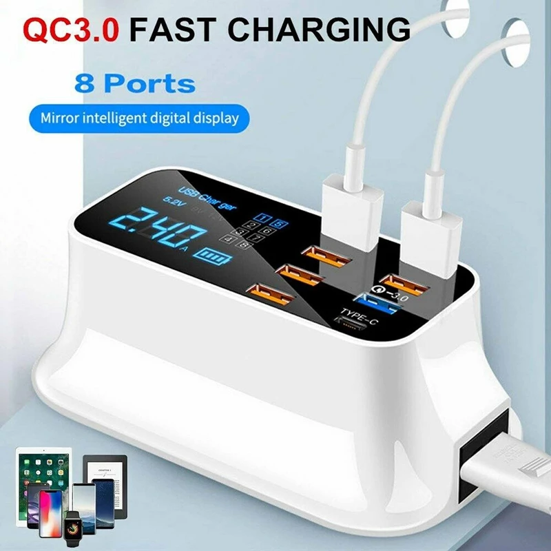 QC 3.0 8 Port Multi USB HUB Adapter Ladegerät Dock Desktop Ladestation LCD charging plug charger socket Multifunction
QC 3.0 8 Port Multi USB HUB Adapter Ladegerät Dock Desktop Ladestation LCD charging plug charger socket Multifunction
