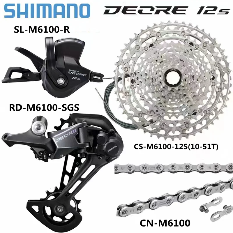 SHIMANO DEORE M6100 12v Groupset Shifter Rear Derailleur RD-M6100 CS-M6100 10-51T Cassette CN-M6100 Chain 1x12-speed Original
SHIMANO DEORE M6100 12v Groupset Shifter Rear Derailleur RD-M6100 CS-M6100 10-51T Cassette CN-M6100 Chain 1x12-speed Original