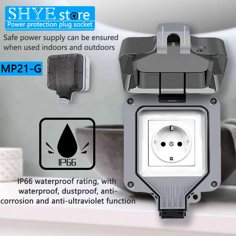 1 Way Power Protection Socket IP66 Weatherproof Outdoor Wall Socket 16A Surface Mount Protective Contact For Garden Kitchen
1 Way Power Protection Socket IP66 Weatherproof Outdoor Wall Socket 16A Surface Mount Protective Contact For Garden Kitchen