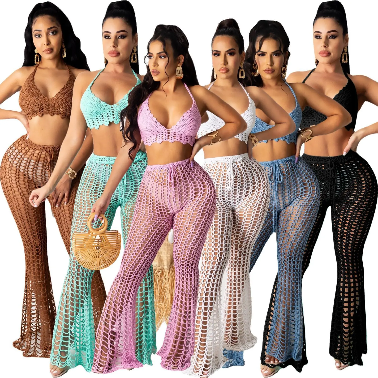 Sexy Hollow Out Crochet Two Piece Set Women Going Out Summer Beach Vacation Outfits Matching Pants Sets
Sexy Hollow Out Crochet Two Piece Set Women Going Out Summer Beach Vacation Outfits Matching Pants Sets