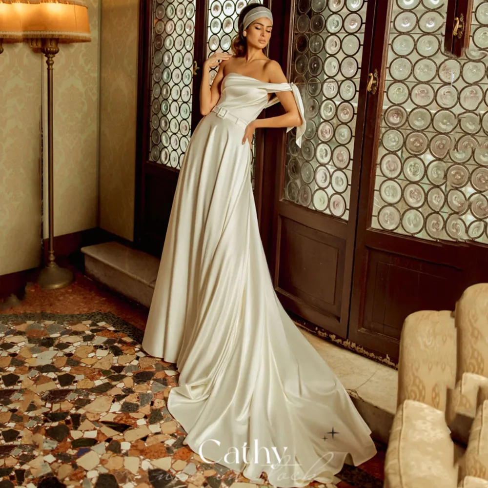Simple Satin A-line Robe Mariée Sexy Off The Shoulder Wedding Dress Church Satin Sweep Train Vestidos De Novia فستان
Simple Satin A-line Robe Mariée Sexy Off The Shoulder Wedding Dress Church Satin Sweep Train Vestidos De Novia فستان