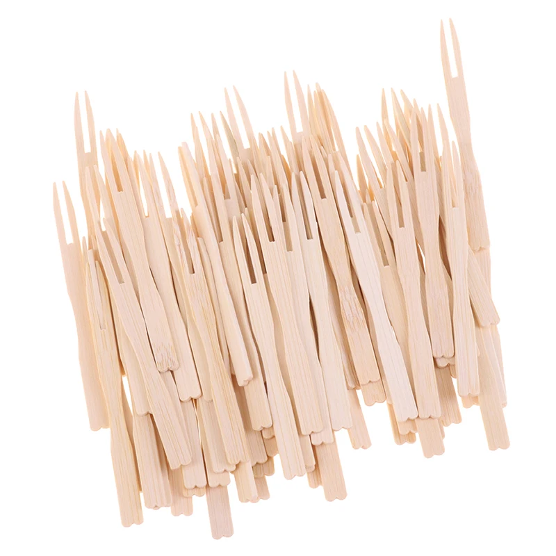 New 80/100Pcs Disposable Bamboo Fork Two-tooth Fruit Fork Catering Household Fruit Fork
New 80/100Pcs Disposable Bamboo Fork Two-tooth Fruit Fork Catering Household Fruit Fork
