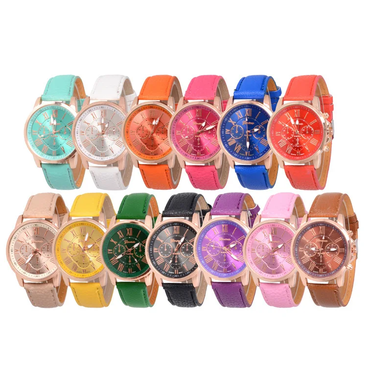 Geneva Ladies Watch Fashion High Quality Candy Leather Strap Simple Read Double Roman Digital Quartz Wristwatches For Women Gift
Geneva Ladies Watch Fashion High Quality Candy Leather Strap Simple Read Double Roman Digital Quartz Wristwatches For Women Gift