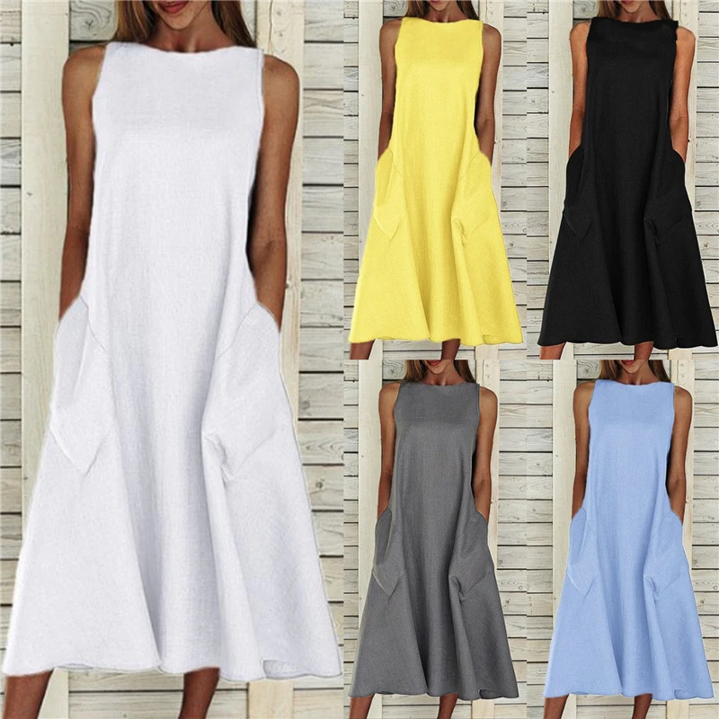 The new round neck sleeveless dress with double pockets is a hit in the US and Europe in 2022
The new round neck sleeveless dress with double pockets is a hit in the US and Europe in 2022