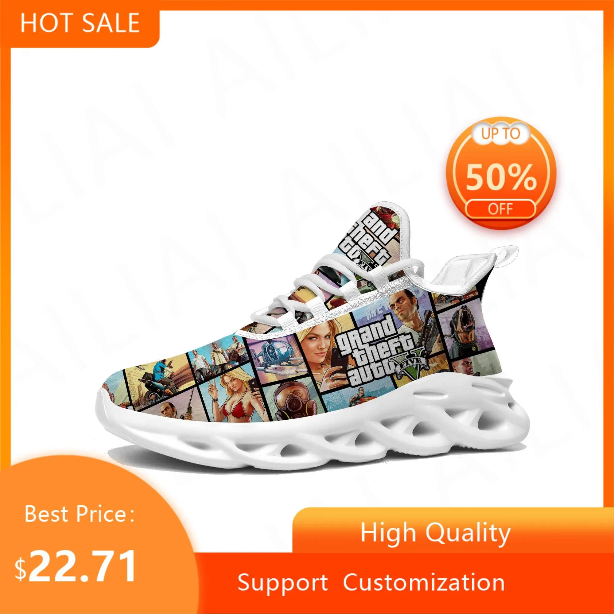 Grand Theft Auto GTA V 5 Flats Sneakers Cartoon Game Mens Womens Sports Running Shoes Sneaker High Quality Customized Made Shoe
Grand Theft Auto GTA V 5 Flats Sneakers Cartoon Game Mens Womens Sports Running Shoes Sneaker High Quality Customized Made Shoe