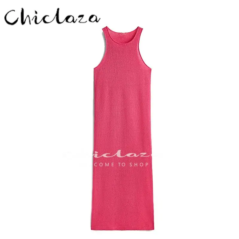 CHICLAZA 2022 Summer Women Fashion Sleeveless Side Slit Slim Knitting Dresses Female Solid Simple Elegant Casual Long Dress
CHICLAZA 2022 Summer Women Fashion Sleeveless Side Slit Slim Knitting Dresses Female Solid Simple Elegant Casual Long Dress