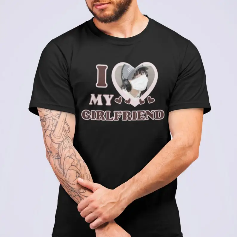 

I Love My Girlfriend T Shirt Custom Picture Gift for Him Couple Valentine Printed T-shirt Personalized Girlfriend Short-sleev