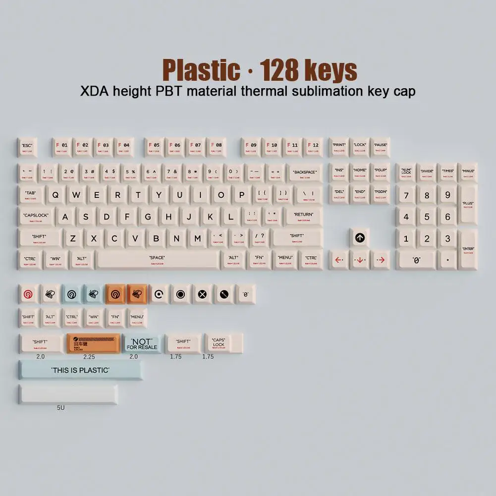 

XDA PBT Plastic Keycaps 128 Keys Set Dye Sub Honey Milk For Gaming Mechanical Keyboard 61/64/68/78/84/87/96/98/104/108