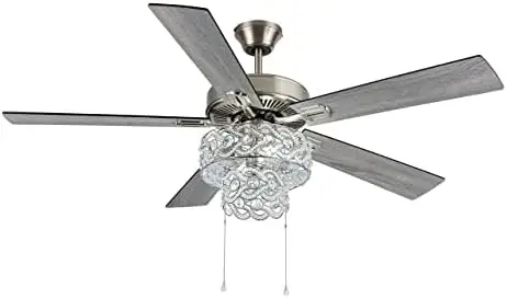 Многоярусная фотолюстра из хрусталя, 52 дюйма, длина x 52 дюйма, W, мягкие серые и серые/черные лопасти вентилятора, украшения динозавров для bedr