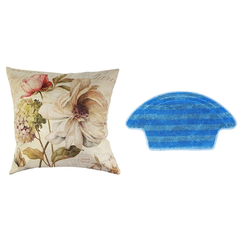 

1 шт. винтажный декоративный чехол для подушки с цветочным/цветочным рисунком и 5 шт. тканевых салфеток для мытья уборки салфетки для швабры