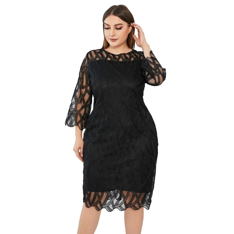 Women's Black Bodycon Dress Elegant Lace Patchwork Dress Plus Size Midi Party Dress Holiday Dress for Daily Vacation Ins
Women's Black Bodycon Dress Elegant Lace Patchwork Dress Plus Size Midi Party Dress Holiday Dress for Daily Vacation Ins