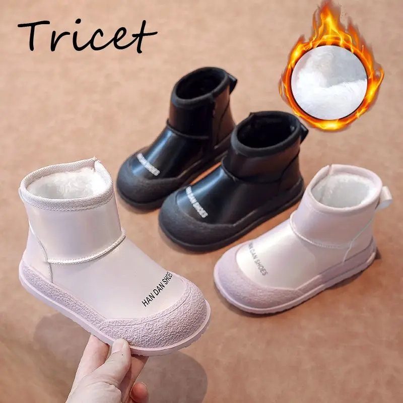 Winter Solid Girls Boys Snow Boots PU Leather Zip Soft Children Ankle Shoes Plush Warm Non Slip Kids Fashion Boots 
Winter Solid Girls Boys Snow Boots PU Leather Zip Soft Children Ankle Shoes Plush Warm Non Slip Kids Fashion Boots