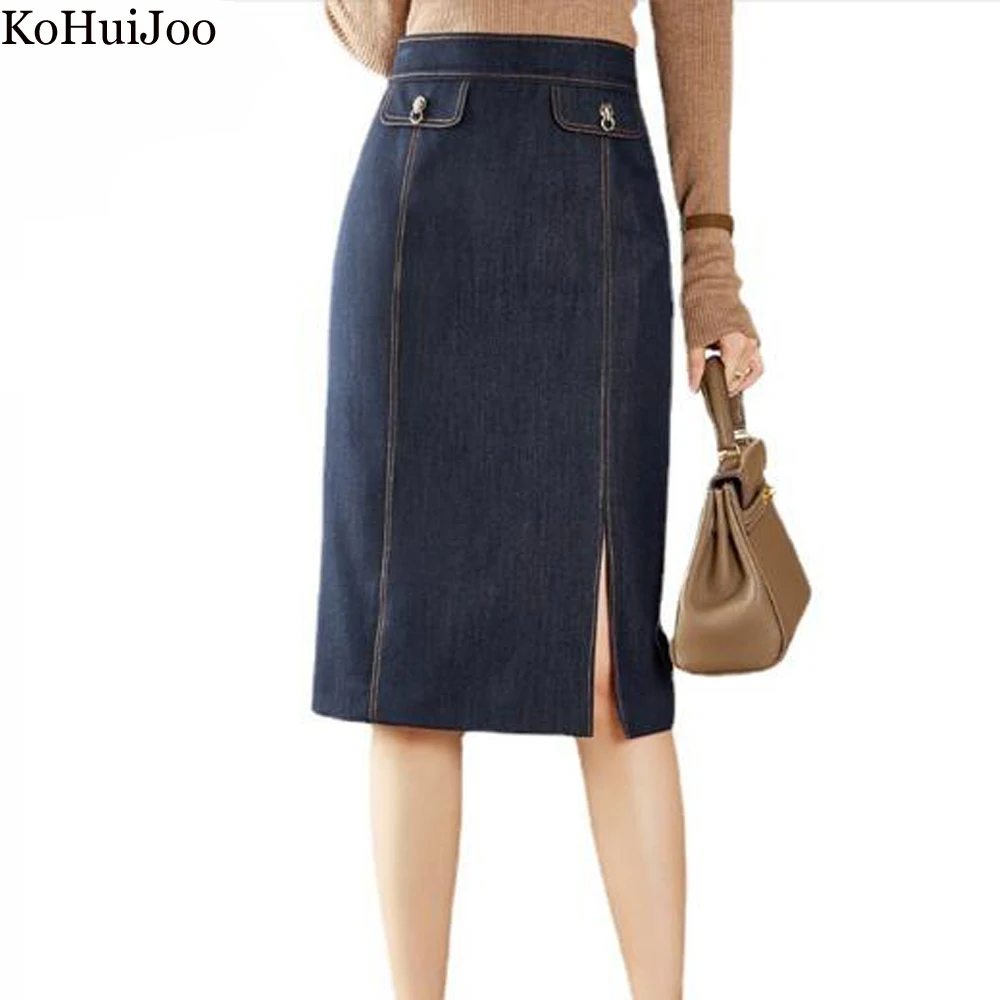 KoHuiJoo Women Skirt Elegant 2022 Autumn New Korean Front Side Fork Office Pencil Skirt Woman Knee Length High Waist Slim Skirts
KoHuiJoo Women Skirt Elegant 2022 Autumn New Korean Front Side Fork Office Pencil Skirt Woman Knee Length High Waist Slim Skirts