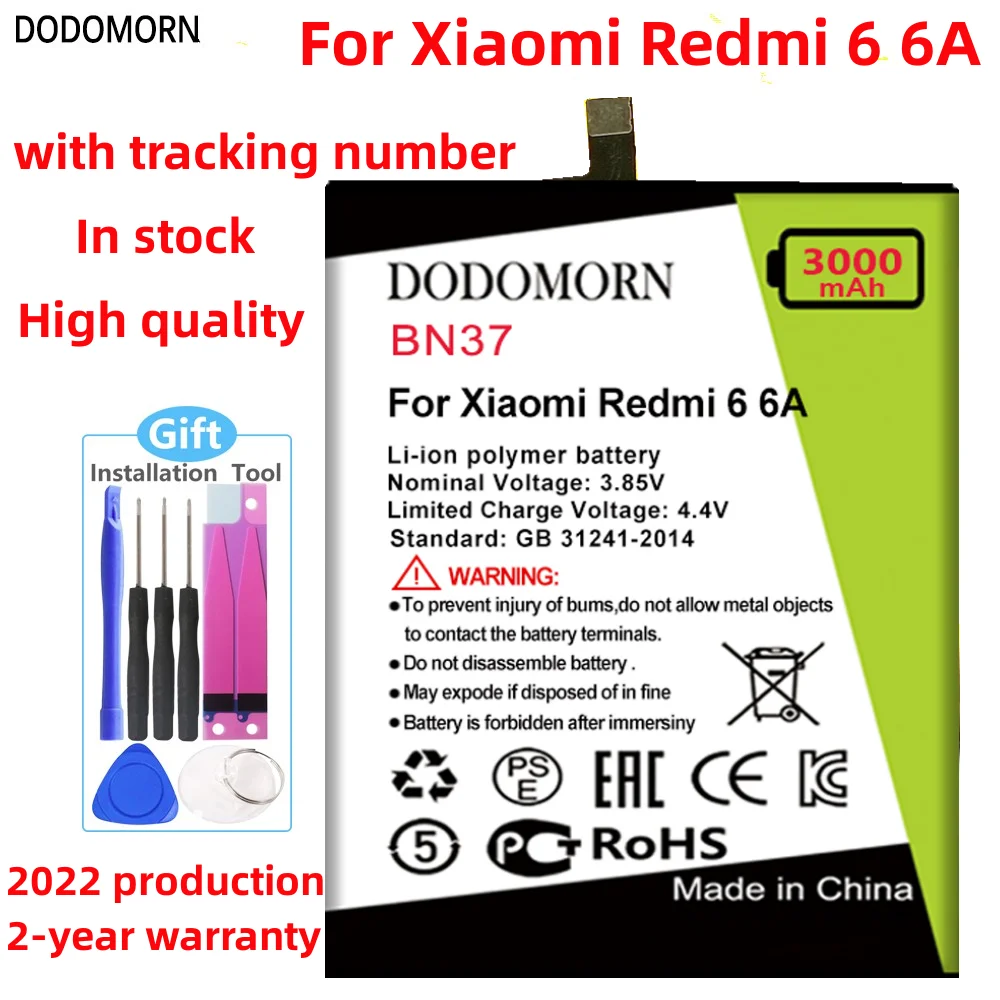 DODOMORN BN37 Rechargeable Lite Battery For Xiaomi Redmi 6 6A Smart Mobile Phone In Stock High Quality +Tracking Number Bateria
DODOMORN BN37 Rechargeable Lite Battery For Xiaomi Redmi 6 6A Smart Mobile Phone In Stock High Quality +Tracking Number Bateria