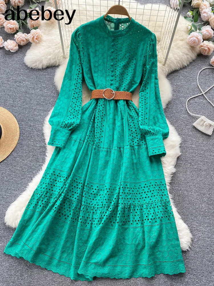 2022 Autumn White/Green/Pink New Lace Embroidery Dress Women Long Sleeve Dresses Female Vintage Party Beach Maxi Long Dresses
2022 Autumn White/Green/Pink New Lace Embroidery Dress Women Long Sleeve Dresses Female Vintage Party Beach Maxi Long Dresses
