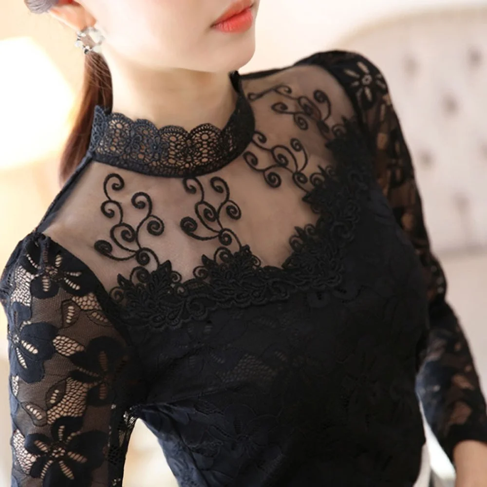 Lace Hollow Out Shirt Female Autumn Spring New Fashion Plus Size Stand Collar Slim Gauze Chiffon Women's Long Sleeve Top
Lace Hollow Out Shirt Female Autumn Spring New Fashion Plus Size Stand Collar Slim Gauze Chiffon Women's Long Sleeve Top