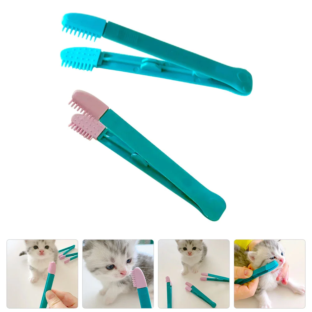 

2 Pcs Eye Gum Cleaner Tear Stain Cleaning Brush Esthetic Wipes Kitten Hair Comb Cat Fur Remover Portable