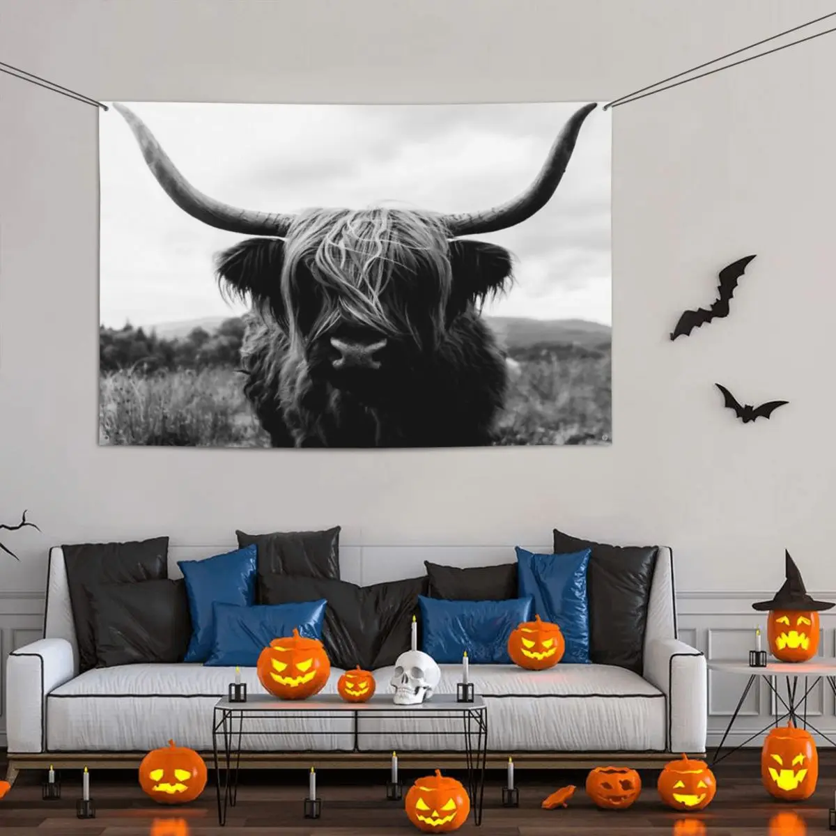 

Scottish Highland Cattle - Black Party Banner Decor 120x180cm Modern Indoor Fade Resistant Drapey Delicate