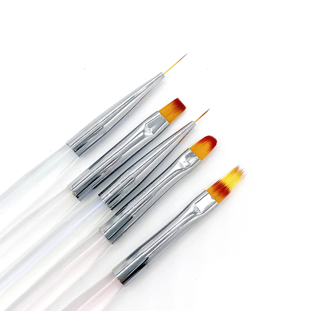5pcs Nylon Hair Striping Nail Art Brushes Set DIY Design Tool with Nail Detail Painting for Home Use and Professional Nail Salon
5pcs Nylon Hair Striping Nail Art Brushes Set DIY Design Tool with Nail Detail Painting for Home Use and Professional Nail Salon