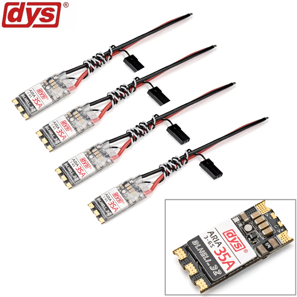 DYS Aria BLHeli_32bit 35A 35amp 3S-6S Dshot1200 Brushless ESC Built-in Current Meter Sensor For RC Models Quadcopter
DYS Aria BLHeli_32bit 35A 35amp 3S-6S Dshot1200 Brushless ESC Built-in Current Meter Sensor For RC Models Quadcopter