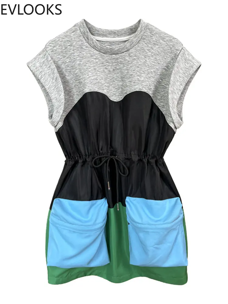 EVLOOKS Streetwear Dress For Women Round Neck Sleeveless High Waist Patchwork Colorblock Mini Dresses Female Summer Clothes
EVLOOKS Streetwear Dress For Women Round Neck Sleeveless High Waist Patchwork Colorblock Mini Dresses Female Summer Clothes