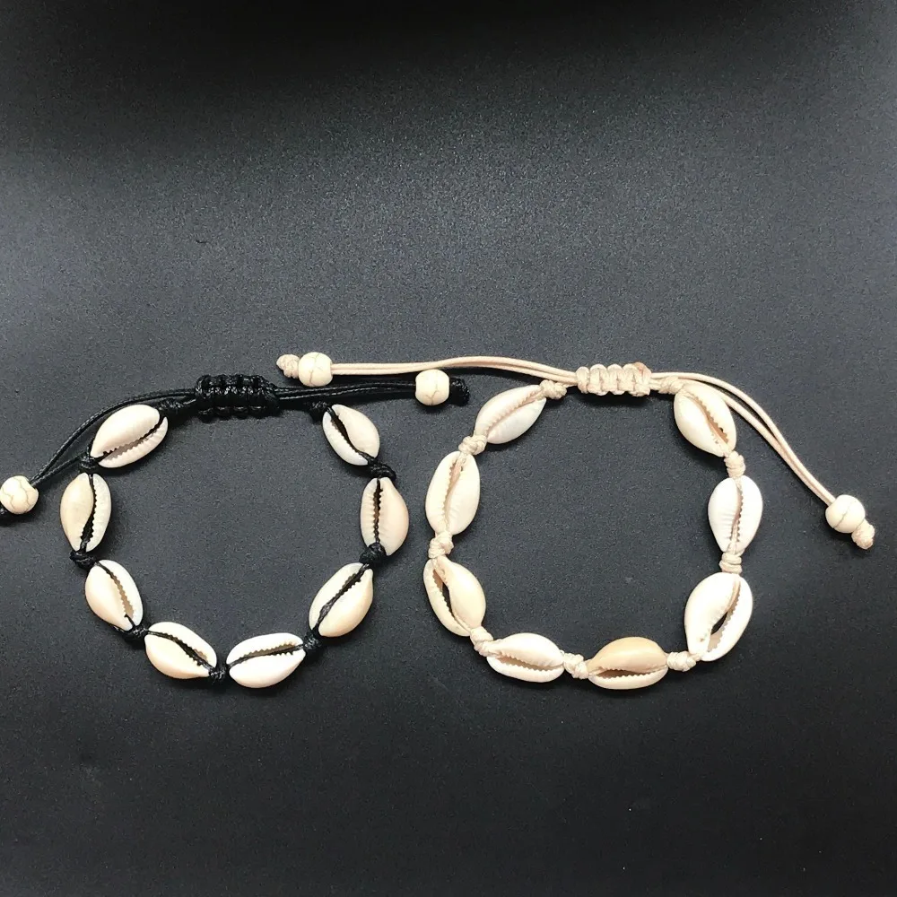 

5pcs Fashion Anklet Rope Foot Bracelet Adjustable Bohemian Bracelet Cowrie Sea Shell