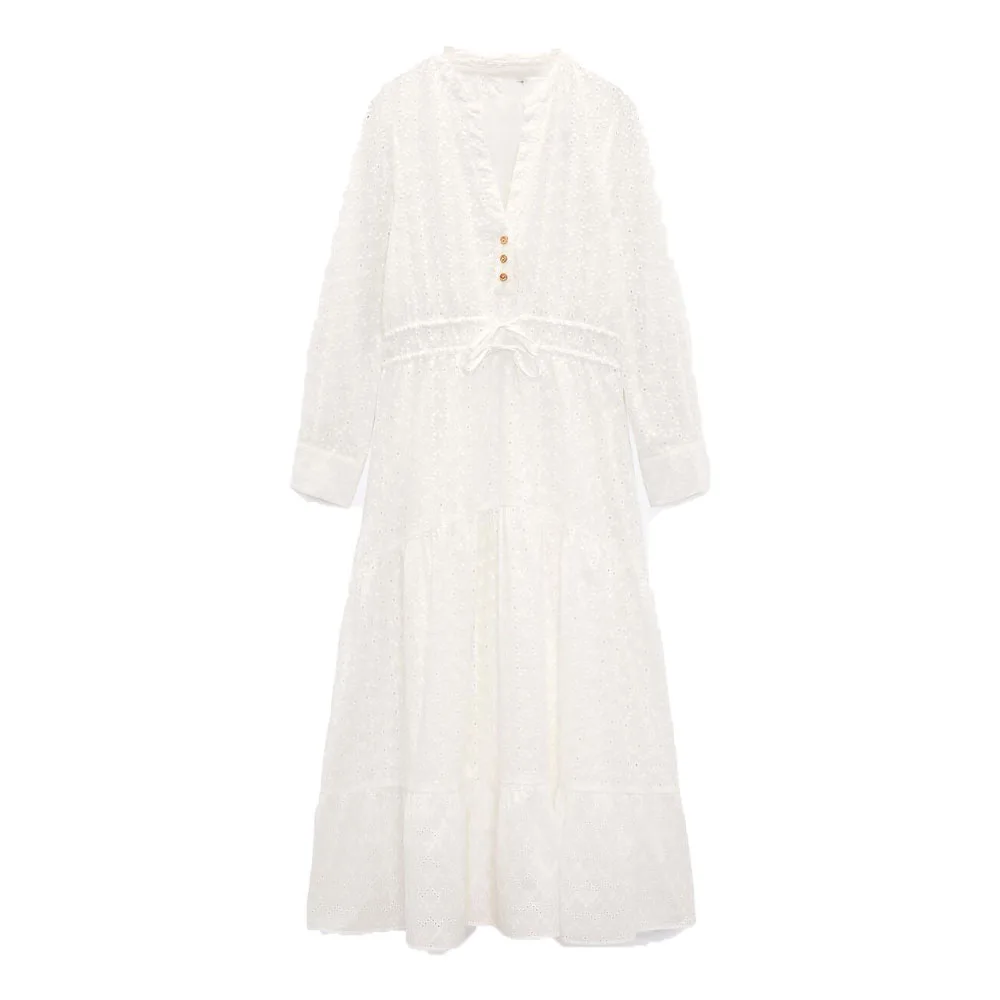 Zach AiIsa2022 summer new women's clothing fresh temperament white hollow embroidery stitching tie waist casual dress
Zach AiIsa2022 summer new women's clothing fresh temperament white hollow embroidery stitching tie waist casual dress