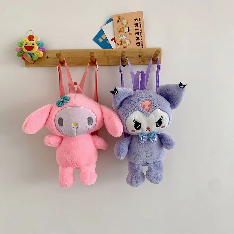 

Kawaii Sanrio Series Plush Toy Bag Melody/Cinnamon/Pudding Dog Stuffed Doll Shoulders Bag Kindergarten Children Backpack Bag