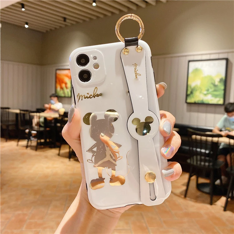 

Cute Phone Cases For IPhone 12 ProMax 11 Pro Xr Xs 8 7 Plus 12 Mini Cartoon Protection Silicone Cover With Wristband Case Gift